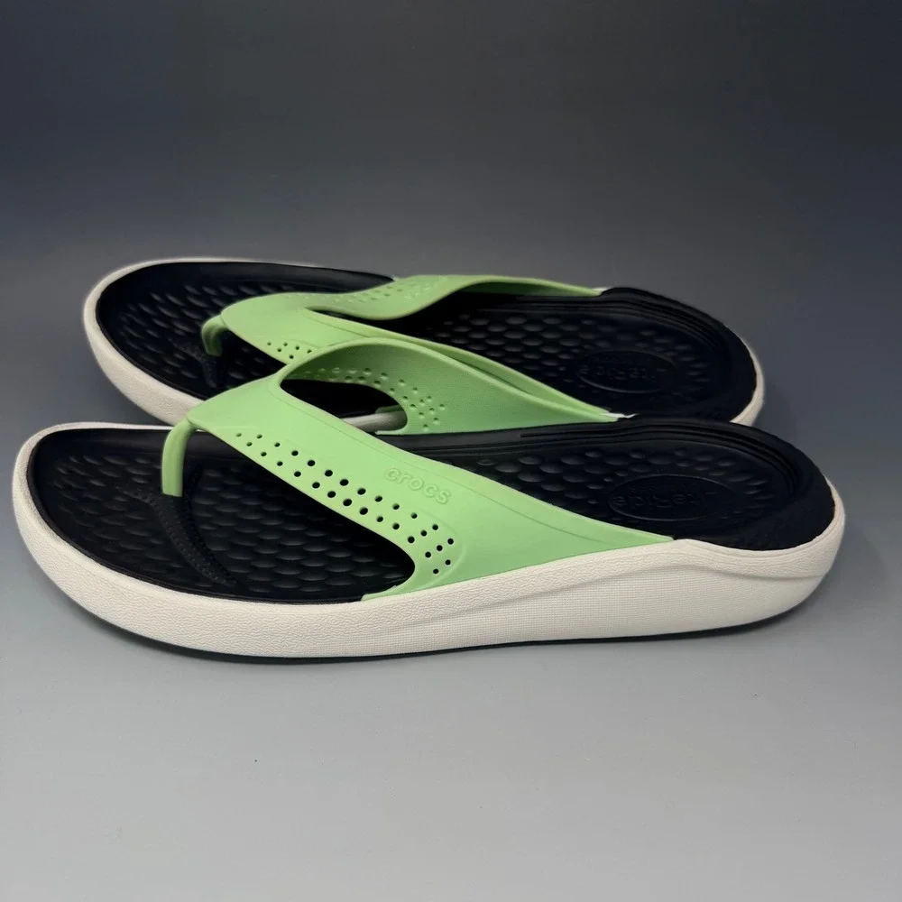 Crocs LiteRide Flip Flops Mens 10 Womens 12 Lime Green 205182 Sandals